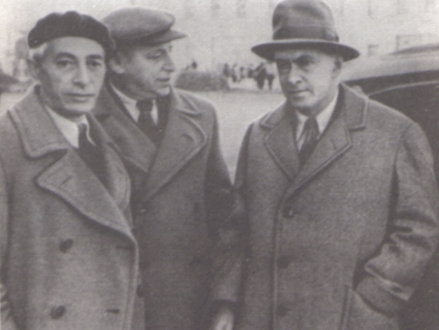 Н. И.Альтман, Е. Л.Шварц, И. Г.Эренбург. Ленинград, 1957